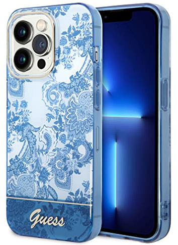 Guess GUHCP14XHGPLHB hülle für iPhone 14 Pro Max 6,7 blau/Blue hardcase Porcelain Collection