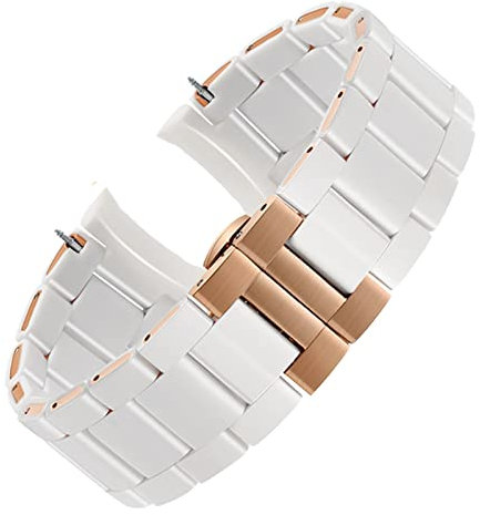 SKM Wei?es, schwarzes Silikon-Gummi-Uhrenarmband aus Stahl für Armani AR5905|5906|5920|5919|5859 Damen 20 mm Herren 23 mm Handgelenkarmband (Farbe: Wei? Roségold, Gr??e: 23 mm)