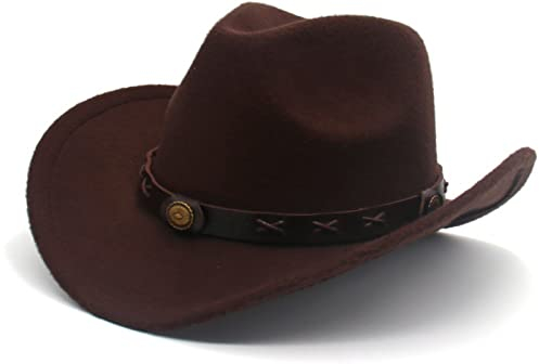 Faringoto Cowboyhut für Herren und Damen, klassischer Filz, breite Krempe, Westernhut, braun, Einheitsgröße