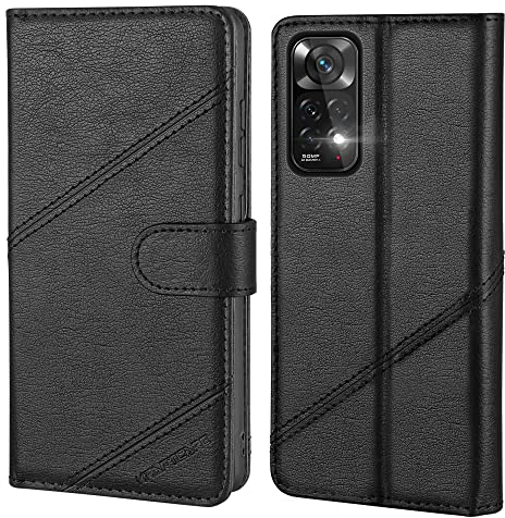 KRAFTCARE Handyhülle für Redmi Note 11/11S [Premium PU Leder] [Kartenfach] Flip Case Wallet Lederhülle Handytasche Schutzhülle Klapphülle für Xiaomi Redmi Note 11/11S, Schwarz