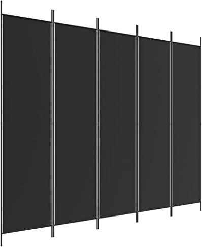 vidaXL Paravent 5-TLG. Raumtrenner Raumteiler Trennwand Umkleide Sichtschutz Spanische Wand Wohnzimmer Schlafzimmer Schwarz 250x200cm Stoff