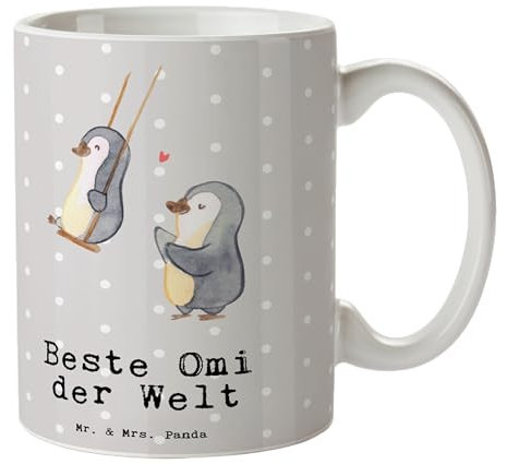Mr. & Mrs. Panda Tasse Omi - Geschenk, Geschenk Tasse, Oma, Kaffeebecher, Becher, Dankeschön, Ommi, Kaffeetassen, Mitbringsel, Keramiktasse,