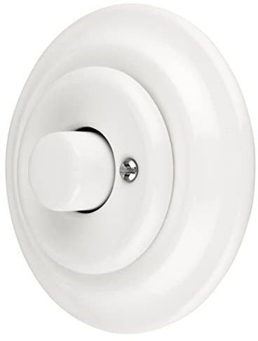 Unterputz Porzellan Retro LED Drehdimmer, Druckschalter, All-in-One, Serie PR1 weiß