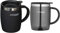 ThermoCafé by Thermos 105102 Desk Mug, Stainless Steel/Plastic, Soft Touch Black, 14 x 9 x 12 cm, 1 Count (Pack of 1) & Thermos ThermoCafe Translucent Desk Mug, Gun Metal, 450 ml