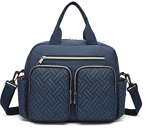 Kono Baby Changing Bag Weekender Travel Nappy Tote for Mom and Dad Convertible Messenger with Insulated Pockets (Navy)