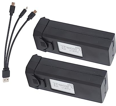 Batteria Al Litio Drone da 2 Pezzi, Batteria Agli Ioni di Litio da 3,7 V 1800 MAh con Linea di Ricarica per Drone Telecomandato F184 S93 L900 A258