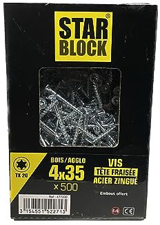 Vis bois/agglo Starblock Torx 4x35 500pcs