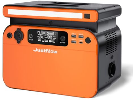 JustNow Centrale Elettrica Portatile, 518Wh Generatore Solare con Batteria LiFePO4, 500W/162000mAh Alimentazione Elettrica di Emergenza per Viaggi in Campeggio e Off-Grid