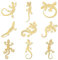 OLYCRAFT 9 Stück 4x4cm Eidechsen Themen Aufkleber Azteken Eidechsen Aufkleber Selbstklebende Goldene Metallaufkleber Gecko Muster Metallaufkleber Für Sammelalben Wasserflaschen Dekoration