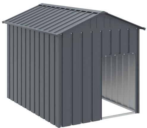 vidaXL Caseta Perros con tejado Acero galvanizado Gris 117x153x123 cm