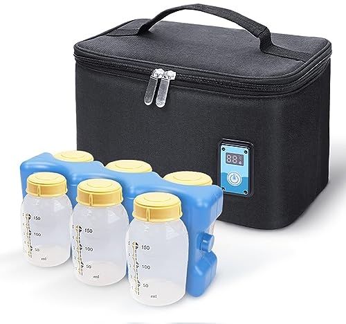 Muttermilch- Kühltasche Baby- Milchflaschen- Aufbewahrungstasche mit Eisbeutel Lunch Bag Box passt für 6 Babyflaschen Aufbewahrungsbehälter zum Einfrieren und Aufbewahren von Muttermilch Arbeit