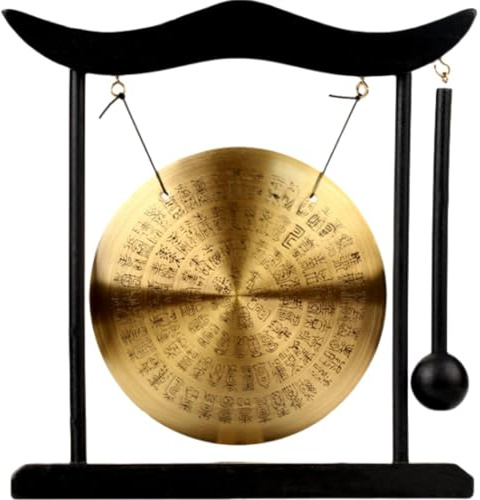 Mini gong de mesa de latón Feng Shui, gong chino de escritorio para curación de sonido y decoración del hogar
