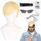 Herren Kurze Blonde Perücke,Männer Blonde Perücke Kurze Herrenperücke Gelockte,Herren Boyband Perücke Kostüm mit Stirnbändern Halskette und Brille,70er 80er Disco Täglich Halloween Karneval Perücke