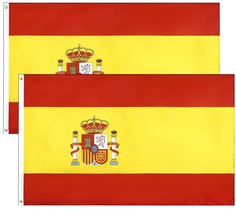 Pack 2 Banderas de España Premium 150 x 90 cm Grande - Bandera Seleccion Española - Ultra Resistente - 2 Ojales - Bandera para exterior