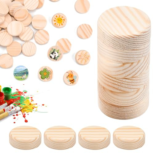 SLTAXAR 60 PCS Tranches de Bois Ronde 30 * 10mm, Tranches de Bois Naturel, Rondelles de Bois Naturel, Rond Bois Naturel, Mini Rond en Bois, Petits Disques en Bois pour Diverses Activités Artistiques