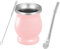Yitobici Taza mate, juego de tazas de té mate, con pajita y cepillo de limpieza, diseño con aislamiento de doble pared, para té mate (rosa).