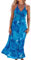 CUPSHE Robe de plage pour femme dos nu cachemire floral dos nu volants plongeant V bretelles spaghetti maxi robes d'été, Tie Dye Bleu, Taille M
