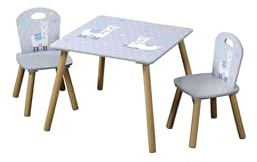 Kesper | Kindertisch Set mit 2 Stühlen | Material: Faserplatte/Holz | Farbe: Alpaka Grau