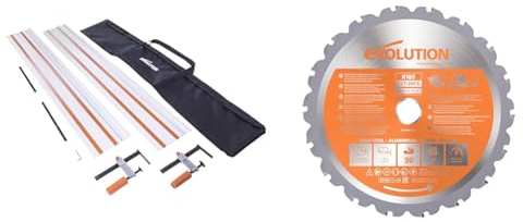 Evolution ST2800 Führungsschiene Handkreissäge Kreissägeschiene & Power Tools R185TCT-20CS (Rage) Multi-Material-TCT-Klinge zum Schneiden von Holz, Metall und Kunststoff, 185 mm