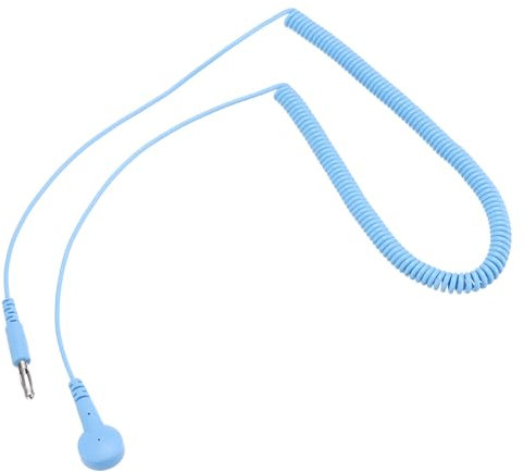 sourcing map ESD Grounding Cable Cord 300cm/118 Inch Long,Anti-Static Ground Wire Cable Lantern Tip + Buckle for Eliminate Conductor Electrostatic,Pack of 1(Blue)