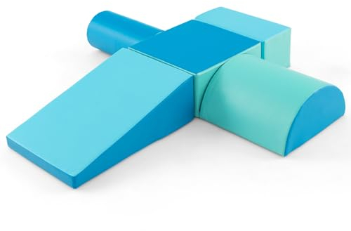 LIFEZEAL 5er-Set Softbausteine, Schaumstoffbausteine Schaumstoffblöcke für Kinder von 9-36 Monaten, Riesenbausteine zum Toben und Klettern, Bauklötze Bauspielzeug für den Innenbereich