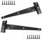 2 Pcs 8 Inch Heavy Duty Gate Hinges, Durable T Hinges with 12 PCS Mounting Screws for Shed Doors, Garden Gates and Outdoor Use(Black)