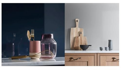 ModaNuvo AluSplash Aluminium Splashback Wall Panel 800 x 600mm Space Silver & Blueberry