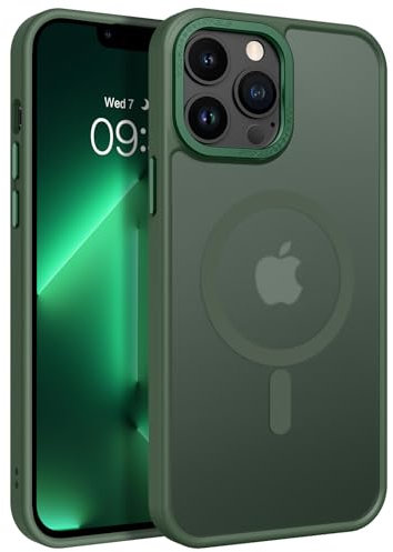 VENINGO for iPhone 13 Pro Case, Compatible with MagSafe Matte Translucent Back Soft TPU Bumper Shockproof 360 Protective Magnetic Slim Girls Women Man iPhone 13 Pro Phone Case,Green