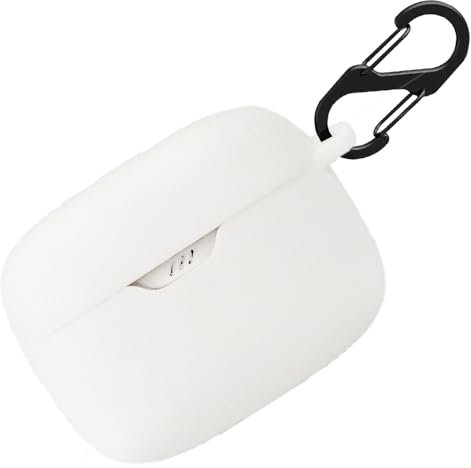 Funda de silicona para JBL Tune Flex, funda protectora a prueba de golpes y funda protectora de piel para JBL Tune Flex con llavero (blanco)