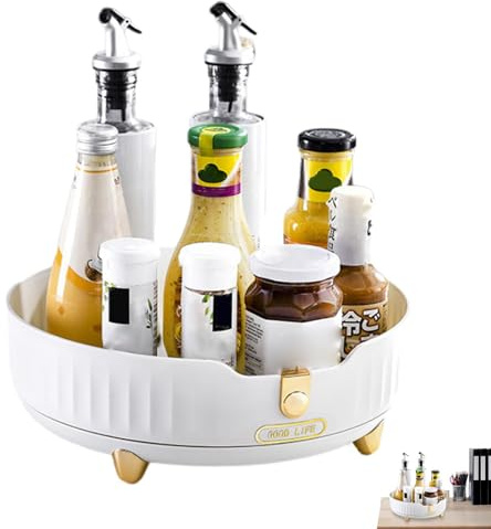 Turntable Divided Spinner - Turntable Food Storage Container | Rotating Rack Organization| Condiments Organizer, Rotating Storage Rack for Kitchen