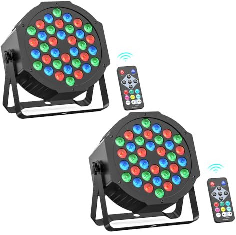 Rtktoup 2PCS 36 LED Parlicht, RGB Par Strahler Led Par Scheinwerfer Discolicht mit Fernbedienung, Partylicht mit Klangaktivierter Steuerung, für Bar Hochzeiten Geburtstagsfeiern Halloween Weihnachten