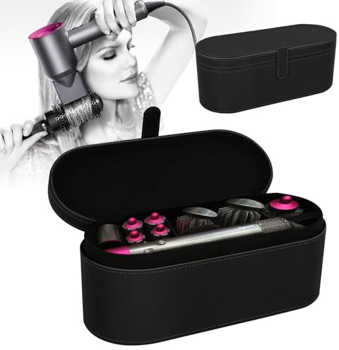Idota Aufbewahrungstasche für Haartrockner, Tragbare Reisetasche für Haartrockner PU Leder Hartbox Aufbewahrungsbox für Dyson Supersonic Haartrockner(black)