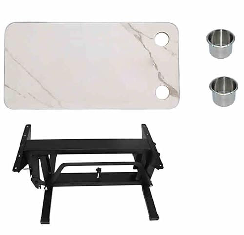QSNYJPL Wohnmobiltische mit Klappbarem Tischgestell, Campingtisch mit Einstellbarer Höhe, Tragbarer Camping Tisch mit Zwei Wasserbecherschlitzen, Klappbarer Campingtisch(White)