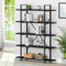 Mudmasa Bücherregal mit 5 Ebenen Holz Regal Standregal Büroregal offene Fächer Modern Bücherregal für Wohnzimmer Schlafzimmer Büro Metallrahmen 32x120x177cm