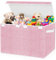 VERONLY Toy Box Storage for Girls -Large Toy Chest Organiser with lids for kids,Toy Bin Container with Handles for Nursery,Playroom,Bedroom, 62.23x33.02x40.6cm (Pink)