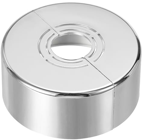 PATIKIL Rohrabdeckung Wand Split Flansch 20mm/25mm/32mm, Rohrmanschette 30mm dickes Zuschneidbares ABS Runde Armaturen-Abdeckung für Wasserrohrhahn Küchen Dekoration, Silber