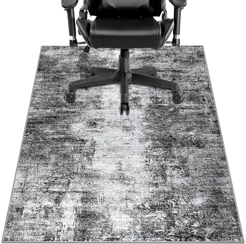 Capslpad rutschfeste Stuhlmatten für Hartholzboden 90x120cm Schwarz Abstrakt Bodenschutzmatte Gaming Schreibtischstuhl Unterlage Schreibtisch Teppich für Hartböden Büro Bürostuhl