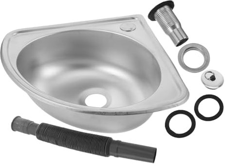 NIYANGLE 1juego Fregadero Triangular Inoxidable Ultra Pequeño Instalación Empotrada Para Cocinas De Motorhome y Reducidos Diseño y Resistente Lavabo Simple