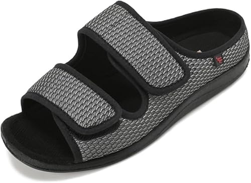 XGOPTS Orthopädische Hausschuhe Damen Orthopädische Sandalen Schuhe Herren Herrenschuhe mit Klettverschluss Verstellbare Weite Verbandsschuhe Unisex Gesundheitsschuhe Therapieschuhe