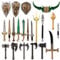 LootPop Ritter- & Stammeskampf Waffen-Set –Many teiliges Baustein-Zubehör mit Schwert, Speer, Axt, Schild, Hammer & Dreizack 21PCS