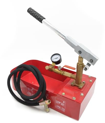 3S SuperSamaStore Manuelle Pumpe zur Prüfung und Belastung von Anlagen, Metallrahmen, flexibler Schlauch 200 cm, Manometer, Kugelhahn, für Hydraulik-, Heizungs- und Solaranlagen