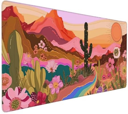 Tapis de Souris Fleur Tapis de Souris Gamer XXL 1000x500x3mm Mouse Pad Paysage, Bords Surpiqués, Base en Caoutchouc Imperméable et Antidérapante, Améliore la Précision et la Vitesse, Gaming D-199