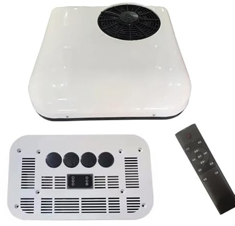 guoyjmm Aire Acondicionado de Techo para RV de 12 V/24 V, Aire Acondicionado de Cabina de Camión con Control Remoto, para Camión Ligero, Remolque, Barco, Autocaravana, Tractor, Caravana,White-12V