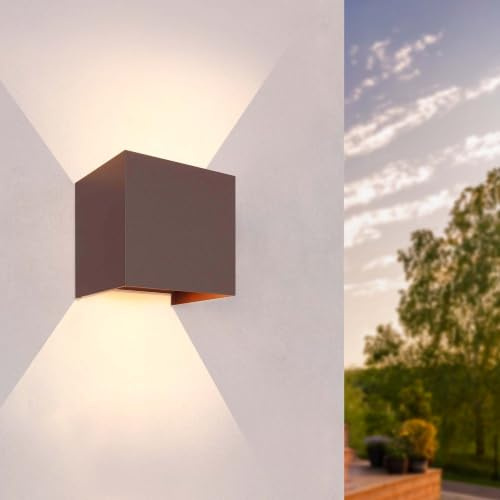 Ledvion LED Außenwandleuchte Zweiseitig 3W Warmweiß IP54 Dimmbar Rost | Für Einfahrt Gartenweg Terrasse oder Fassade geeignet und klar auf den Außeneinsatz ausgerichtet