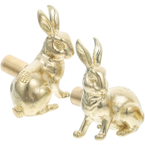 2 Stück Messing Hasen Schrankgriffe für Schubladen und Möbel Gold | Goldfarben, Charmantes Tiermotiv, Angenehmer Griff, Einfache Montage, für Kinderzimmer und Kinderzimmermöbel
