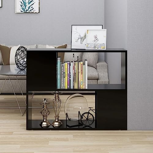 HFXHIJXQ TV-Schrank Schwarz 80x24x63 cm Holzwerkstoff Modernes Standregal mit offenem Fach für Wohnzimmer Flur Schlafzimmer Bücherregal Deko Raumtrenner einfache Montage