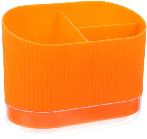 FUNNETOYU Cutlery Holder Detachable Base Plastic with Compartment Design Orange and Self-draining Holes for Easy Cleaning Desktop Kitchen Utensil Holder for Chopsticks, Spoons, and Forks