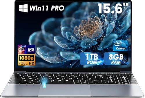 Computer portatile, 2026 Win11 portatile da 15.6 pollici, processore 5205U laptop, 8 GB RAM 1024 GB SSD, 1920 x 1080 IPS FHD laptop, tastiera con retroilluminazione, 180 ° angolo di apertura notebook