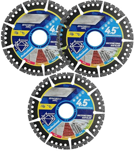 Icetop Diamond Multi-Purpose Saw Blades, 3 Pcs 115mm/4.5 Ultra Thin 1.2mm | Angle Grinder Disc for Tile Steel PVC Marble Wood