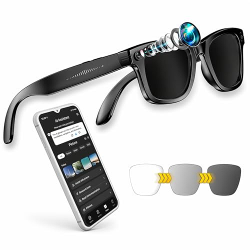 Owlotech Lens AI Gafas Inteligentes con Cámara 32MP, 32GB, WiFi y Bluetooth, Traducción en Tiempo Real, Control por Voz y Táctil, IP65 (Cristal Tintado)